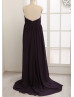 Strapless Sweetheart Purple Chiffon Crystals Prom Dress